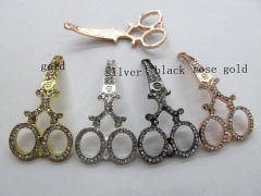 12pcs big Pave Micro Rhinestone sideway Scissors Chears charm crystal spacers charm findings 25-45mm