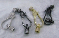wholesale 6pcs Micro Pave Diamond Connectors, Pave Black Diamond CZ Clasp, Pave Lobster Clasp Freeform Gunmetal beads 20-40mm