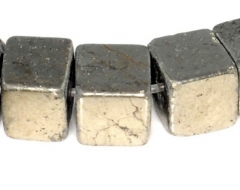 6MM Palazzo Iron Pyrite Gemstone Square Cube 6X6MM Loose Beads 16 inch Full Strand (90114716-410)