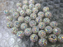 free ship-- 100pcs 4-16mm Micro Pave Clay Crystal rhinestone Round Ball AB mysitc clear white grey black mixed Charm beads