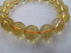 Handmade Natural Citrine bracelet round ball yellow jewelry bead 10 12 14 16mm one strand