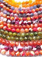 5strands Natural Agate gemstone 4 6 8 10 12 14 16mm high quality round ball faceted black cracket cracked pink yellow green loos