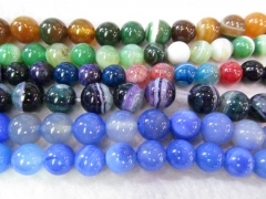 wholesale 5strands 4 6 8 10 12 14mm Agate gemstone round ball sapphire blue purple brown yellow rose red black brown mixed beads