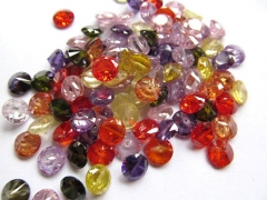 25%off--6mm 20pcs Muticolor Cubic Zirconia Beads, Jewelry Craft Supplies diamond round petal rainbow CZ jewelry