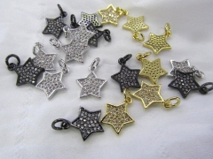 12pcs Bling Pave Micro Pave Diamond gunmetal Jewelry star Gold Silver Jewelry beads connector finding earrings 12-20mm