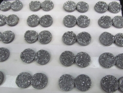 8-20mm 20pcs Geuniune Druzy Drusy Crystal Quartz Beads Round Disc Cabochon Assorted Jewelry Beads silver gold rainbow beads