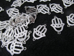 12pcs Micro Pave Crystal Antique Silver Hamsa Hand Charms 18-25mm connector finding