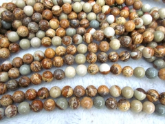 2strands GEM Picture JASPER Beads in Golden Brown purple red and Tan Round Ball Grey Jasper beads 4-12mm
