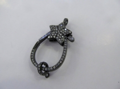 Wholesale 6sets 20-45mm Micro Pave Enhancer Clasp,Large CZ Clasp,Star Pave Lobster Clasp,Lobster Closure Jewelry Clasp