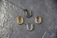 CZ Micro Pave Letter "U" Charm with Jump Ring