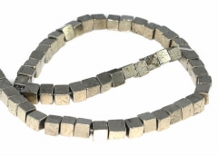 6MM Palazzo Iron Pyrite Gemstone Square Cube 6X6MM Loose Beads 16 inch Full Strand (90114716-410)