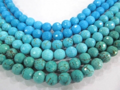 3strands 16" 6mm blue Turquoise stone Round  smooth beads