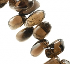 38x13-21x17mm Smoky Quartz Gemstone Pebble Nugget Loose Beads 6.5 inch Half Strand (90191437-B7-513)