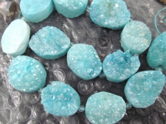 High quality 20-30mm full strand agate stone crystal rock quartz aqua blue oval egg jewerly beads