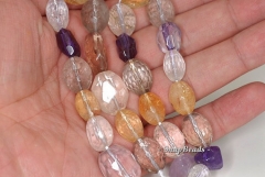 20x12-14x10mm Amethyst Citrine Smoky Rock Crystal Mix Quartz Gemstone Faceted Nugget Loose Beads 7.5 inch Half Strand (90191122-