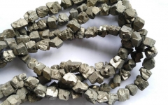 2strands 6-10mm genuine Raw pyrite stone nuggets bead freeform iron gold chips cube faceted pyrite loose beads