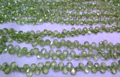 6-8mm full strand Genuine Peridot Briotettes heart faceted Brios teadrop faceted bead