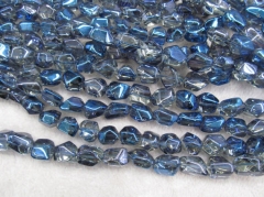 AA GRADE 10-25mm 16inch genuine quartz rock crystal beads nuggets freeform faceted royal blue clear white quartz necklace beads
