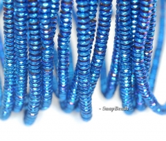 6x3mm Hematite Gemstone Blue Faceted Rondelle 6x3mm Loose Beads 15.5 inch Full Strand (90188969-149)