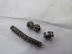 Batch 36pcs Pave Micro Rhinestone Brass Crystal Connector ,Rice Drum Rondelle bar rondelle Round Hematite jewelry Finding