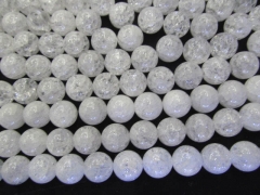 genuine rock quartz bead 4 6 8 10 12 14 16mm full strand Gem Round Ball cracked matte mixed loose bead