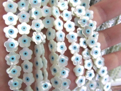 High Quality 28pcs 10mm Flower Petal Clove Shell Jewelry blue white mother of pearl shell Turkish evil eye Fluorial beads