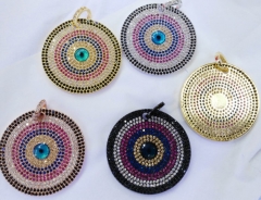 18-32mm 2pcs Top Quality Eyes Micro Crystal Pave Diamond Pendant Jewelry Focal Triangle Round Disc Evil Pave Connetor beads