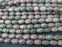 handmade agate 2strands 8x12mm genuine Tibetant Agate Rice barrel brown black green evil jewelry beads