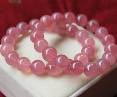 AA+ Genuine rock Crystal Quartz 8 10 12mm 8inch round ball pink red jewelry bracelet