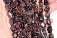 12x10mm Sangria Red Garnet Gemstone Faceted Nugget Loose Beads 15.5 inch Full Strand (90147665-279)