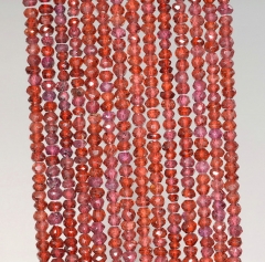 3x2mm Rhodolite Red Garnet Gemstone Grade AAA Faceted Rondelle Loose Beads 13 inch Full Strand (90184346-852)