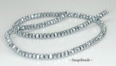 6x4mm Silver Hematite Gemstone Silver Faceted Rondelle 6x4mm Loose Beads 7.5 inch Half Strand (90188971 H-149)