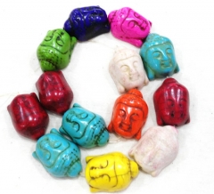 black turquoise 15-30mm full strand Howlite Turquoise buddha carved multicolor rainbow turquoise necklace beads