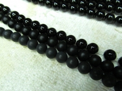 20%off--3 4 6 8 10 12 14 16mm full strand Natural Brazil Agate Gem Round Ball Black Jet white loose bead