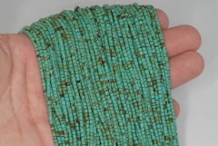 2mm Turquoise Gemstone Green Brown Round Tube Heishi Loose Beads 12.5 inch Full Strand (90184278-850)