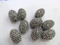 high quality 50pcs 8x12mm Pave Micro Rhinestone Brass Crystal Connector Disco Rice Drum Hematite Gunmetal silver gold mix