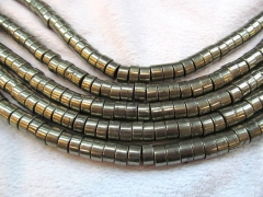 2strands genuine Raw pyrite crystal round rondelle heishi polished iron gold pyrite beads 4x6 5x8 6x10mm