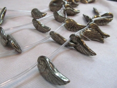 2strands Natural Raw pyrite crystal Wing Carved learf pyrite iron gold pyrite charm beads 15-25mm