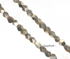 8mm Palazzo Iron Pyrite Gemstone Hexagon Nugget Cube Loose Beads 15.5 inch Full Strand (90144984-406)