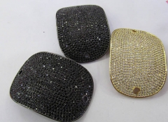micro pave Diamond Crystal Micro Crystal Pave CZ rectanlge curved bracelet connetor Jewelry beads 30x40mm 2pcs