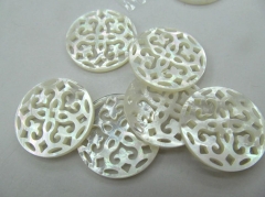 Batch Handmade Mop Shell jewelry white rose Carved flower Tree Cabochon Shell Jewelry Spacer Beads shell connector 12pcs 17-25mm
