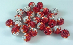 10 pcs Gradient Polymer Clay Shamballa Beads Paved Crystal B106245