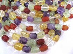 Full strand 16" Amethyst Citrine Green Red Clear white Rock Crystal Mix Quartz Gemstone Faceted Nugget Barrel Loose beads 8-25mm