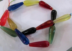 UNIQUE Natural Faceted Agate Drop teardrop Beads - 30 mm x 10 mm, Center Drilled, A-Quality 16inch