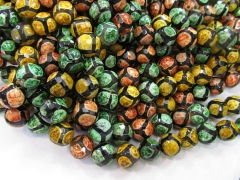 2strands 16" Rainbow Tibetan DIZ Agate Beads - Round faceted Gemstone Beads red green black evil agate neckalce green beads 8-16