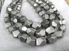 high quality Gold Iron Pyrite Nuggets Faceted Cubic Pyrite Beads 6-15mm Pyrite Necklace Full strand 17"