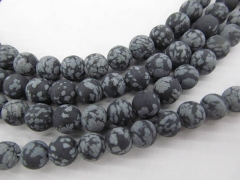 4681012mm 16" Round Snowflake Obsidian Beads Jewelry making Beads disco matte stone
