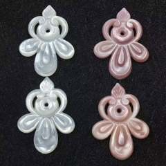 12pcs Pink MOP Carved Butterfly Beads flower fluorial Carved Pink Shell jewelry Beads white pink black pendant 15-25mm