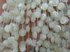2strands  30pcs natural pink shell  bead8\10\12mm jewelry White MOP Rose Flower Beads White Mother of Pearl Carved Rose Flower Beads