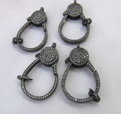 28-45mm Micro Pave Enhancer Clasp,Large CZ Star Clasp,Pave Lobster Clasp,Gunmetal Lobster Closure jewelry clasp 2sets